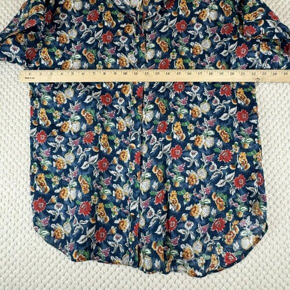 Lauren Ralph Lauren Black label Floral Button-Up Shirt Size L 100% linen‎ women - Picture 7 of 9